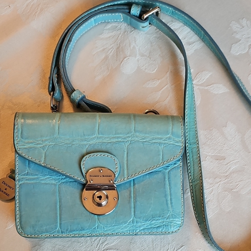 Dooney & Bourke Alto Crocs Embossed Mini Leather Bag Made In Italy